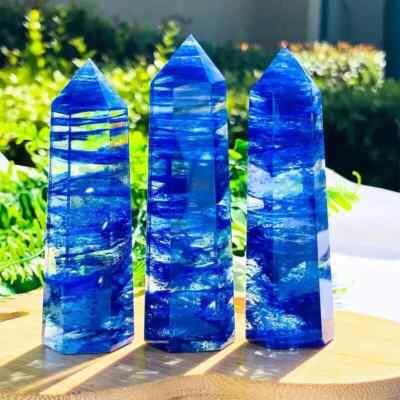 Natural Blueberry Quartz Tower Obelisk Healing Crystal Reiki Home Decor for Him