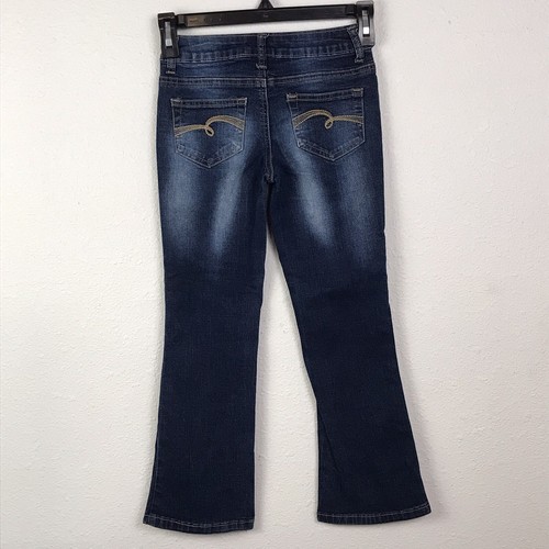 JUSTICE Simply Low Boot Cut Denim Jeans Girl’s Size 7 Color Blue Rinse 5 Pockets - Picture 2 of 12