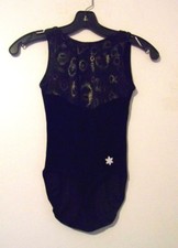 Girls Snowflake Designs Black Velour Leotard Size Large EUC