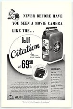 1940s DeJUR CITATION 8mm MOVIE CAMERA FULL PAGE PRINT AD Z5285