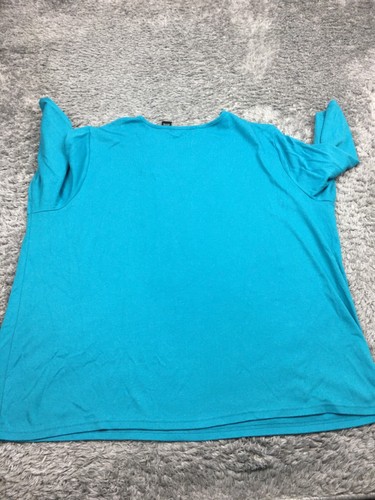 Crystal Kobe Shirt Woman Size 2X Blue 3/4 Sleeve Cotton Blend Tee - Picture 11 of 13