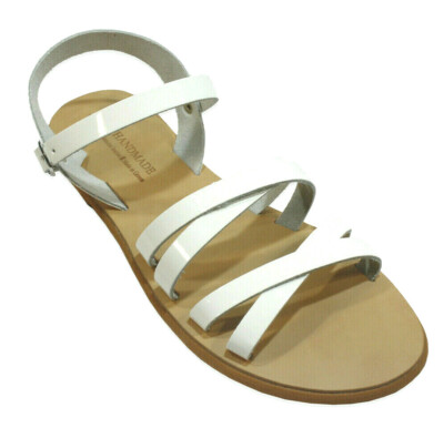 Sandalias Griegas de Cuero Brillante Mujer Gladiador Hechas a Mano