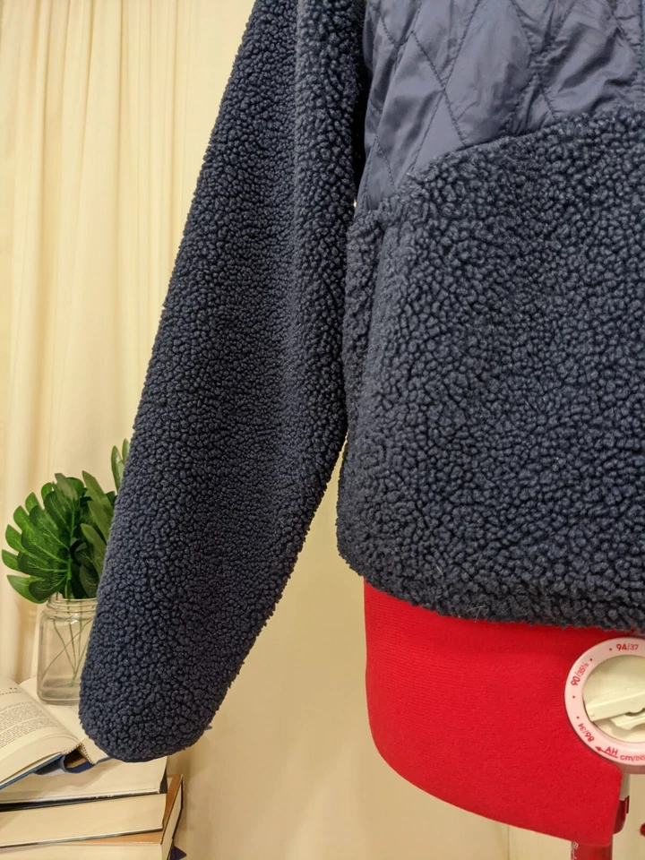 JOY LAB XS(0-2) Women Athleisure Jacket Pullover Fleece 1/2 ZIp Relaxed Blue - Image 4 of 4