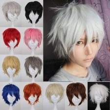 Men Boys Short Straight Pixie Wig Party Cosplay Hair Full Wigs Blonde White Ysm7