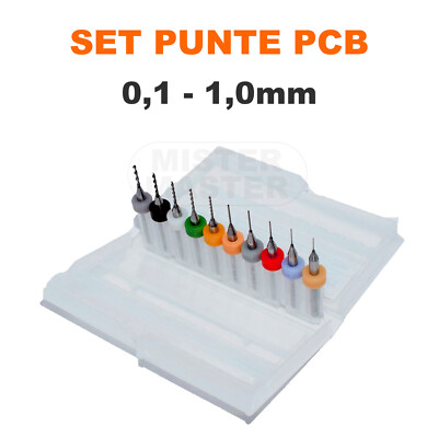 MINI BOHRER FÜR LEITERPLATTE PCB BASETTEN 0,1 - 1,0mm - SET 10 BOHRER