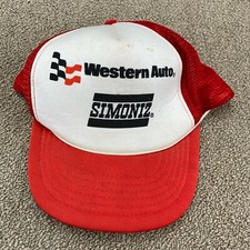 Western Auto Simoniz Hat Snapback Cap Trucker White Red Cleaning Supplies VTG