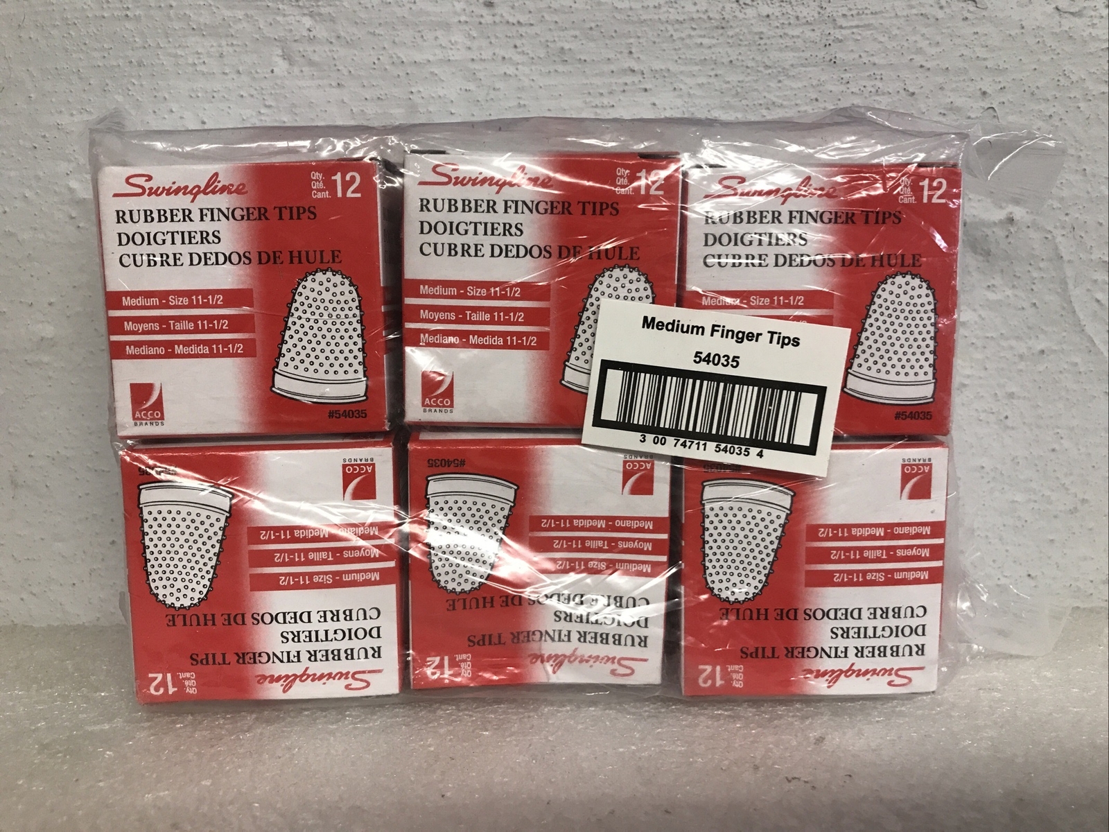 Swingline Rubber Finger Tips Size 111/2 Medium 12 Pack 54035 Lot Of 6