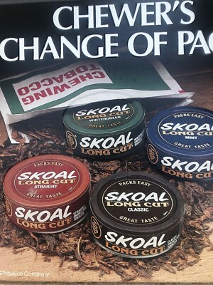 SKOAL CHEWER'S CHANGE OF PACE CHEWING TOBACCO Late 80s/ 90s Metal Embossed 