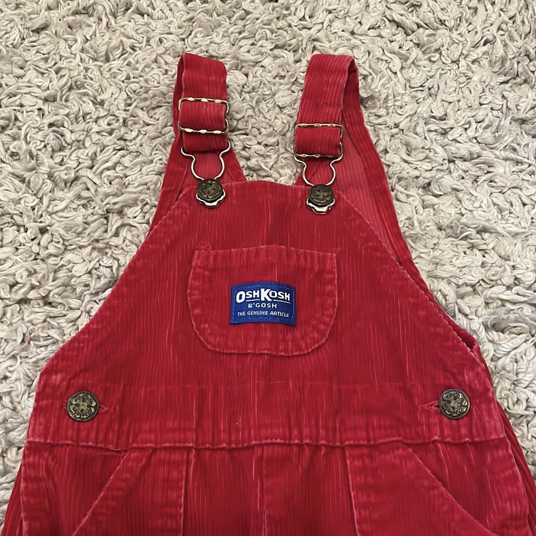 Vintage Oshkosh B'Gosh Red Corduroy Overalls, Union Made in