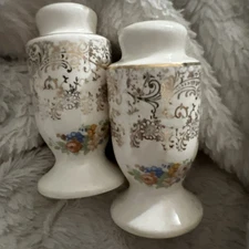 Vintage Salt and Pepper Shakers  Creamy White and Gold Porcelain--JAPAN