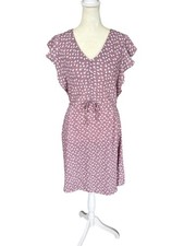 Monteau Los Angeles purple floral print front drawstring A-line dress size M