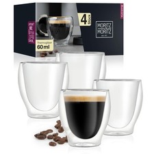 Moritz & Moritz 4 x 60 ml Doppelwand-Thermo-Gläser für Espresso Kaffee Coffee