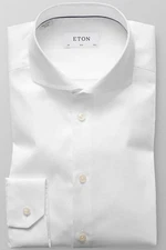 ETON White Slim Fit Twill Shirt 100% Cotton Modern Italian Cutaway Collar