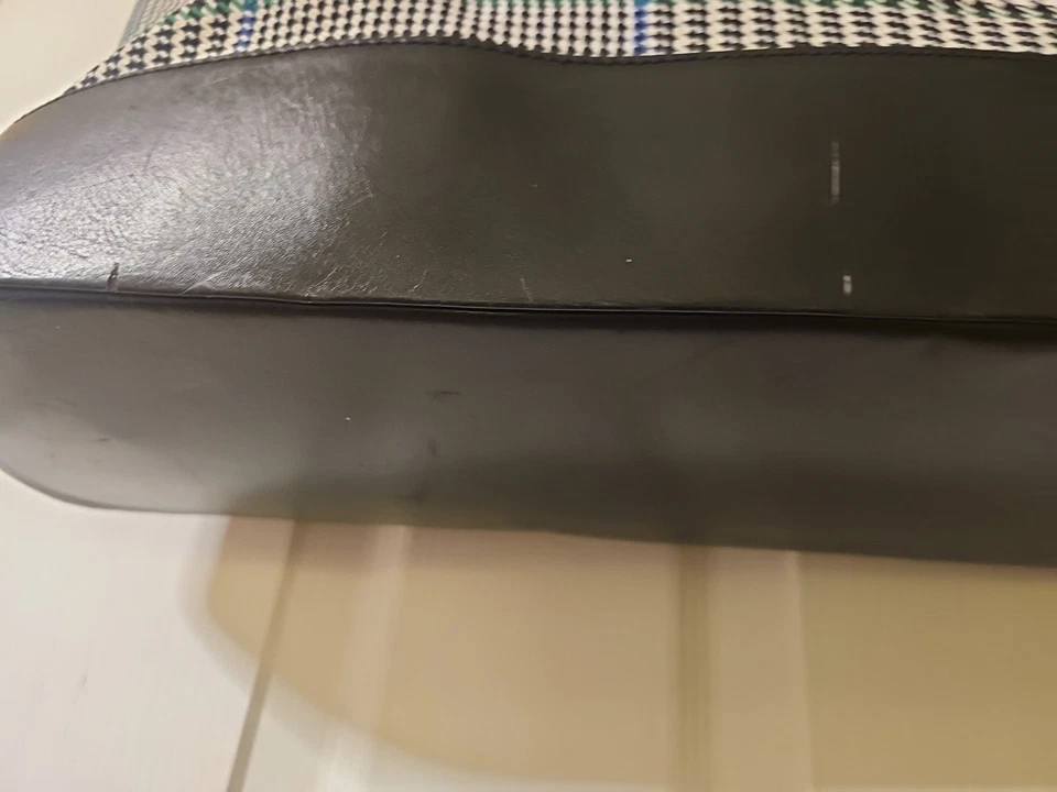 RARO! Bolso de Mano/Hombro Grande RLL RALPH LAUREN Pata de Gallo Cuero a Cuadros Trenzado Foto 4 de 4