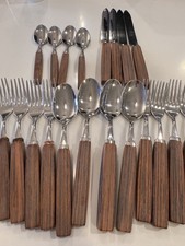 SET 4 SET DA 5 POSTI, MANICO IN ACCIAIO INOX BROGGI E LEGNO WENGÉ