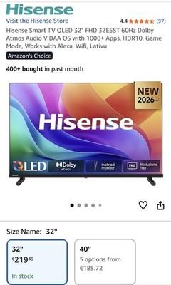 Hisense 32 Zoll QLED Smart TV 32E5STFull HD