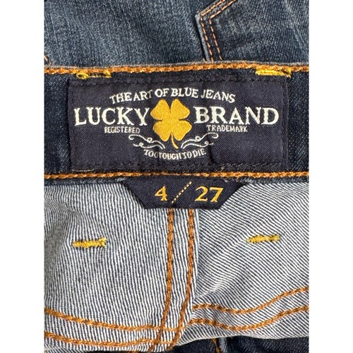 Pantalones de mezclilla Lucky Brand Charlie acampanados tiro bajo lavado medio bigotes talla 4/27 - Imagen 4 de 11