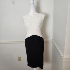 New Lauren Ralph Lauren Dress Size 0 Womens Black White Sequin Sheath Cocktail 
