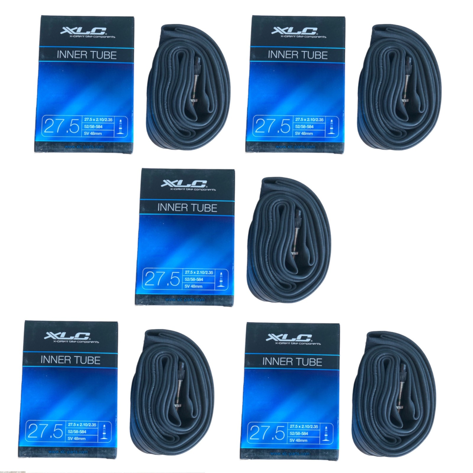 XLC 27.5"" Inner Tube 27.5 x 2.1-2.35 650b Presta Valve MTB Bicycle 5 Pack