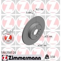 2X Zimmermann 590.2587.20 Bremsscheibe FüR Toyota Corolla E11