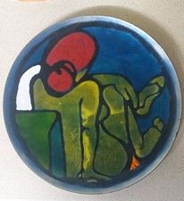 Mid Century Dekor Zagreb 13.5" Enamel Ware Plate Signed