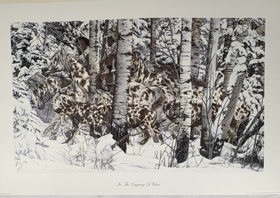 Judy Larson In The Company Of Wolves Signed And Numbered With Cert -  26.5''x 16''