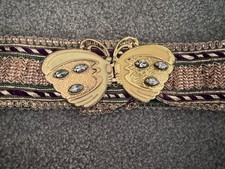 women's belt - handmade - vintage butterfly buckle - made to fit you