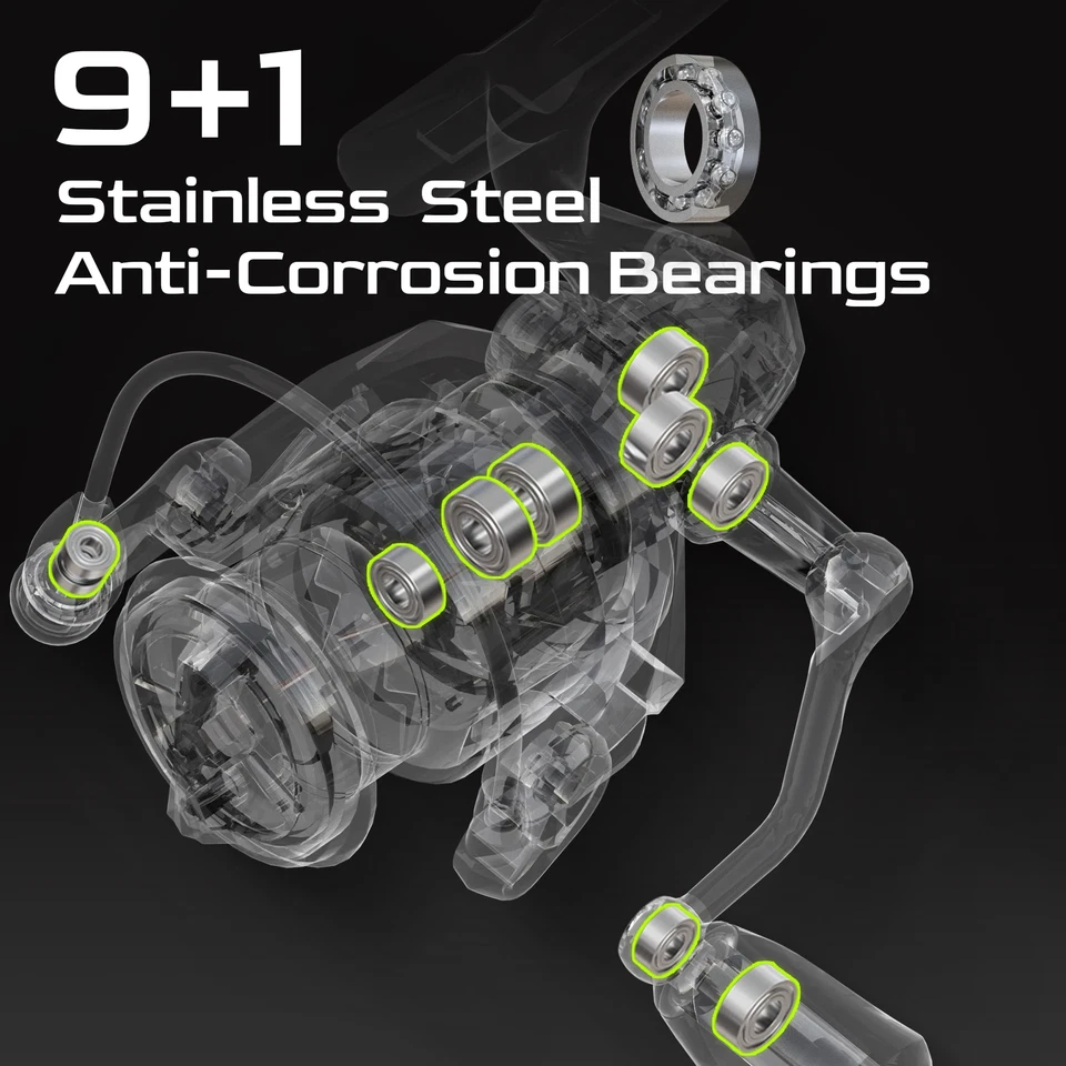 HANDING M1 Graphit Spinnrolle 12Kg Max Widerstand 9+1BB 5.2:1 Übersetzung - Bild 3 von 4