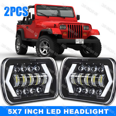 2PCS 100W 5x7'' 7x6'' LED Headlights Hi/Low Beam DRL For Jeep Cherokee XJ YJ A++