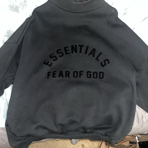 Black Fear of God Essentials hoodie with 'ESSENTIALS FEAR OF GOD' Mens Size L