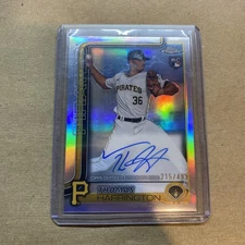 2025 Topps Chrome Rookie RC  Thomas Harrington Pirates Auto 215 /499