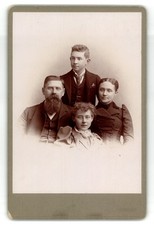Cabinet Card Circa 1890s Family Bearded Father Mother  Teen Son Unmarked