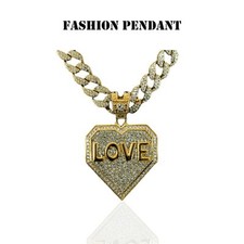 Sparkling "LOVE" Heart - Shaped Fashion Pendant Necklace 20 - inch 