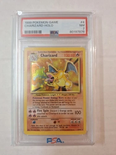 1999 Pokemon Unlimited Charizard Rare Holo #4/102 PSA 7