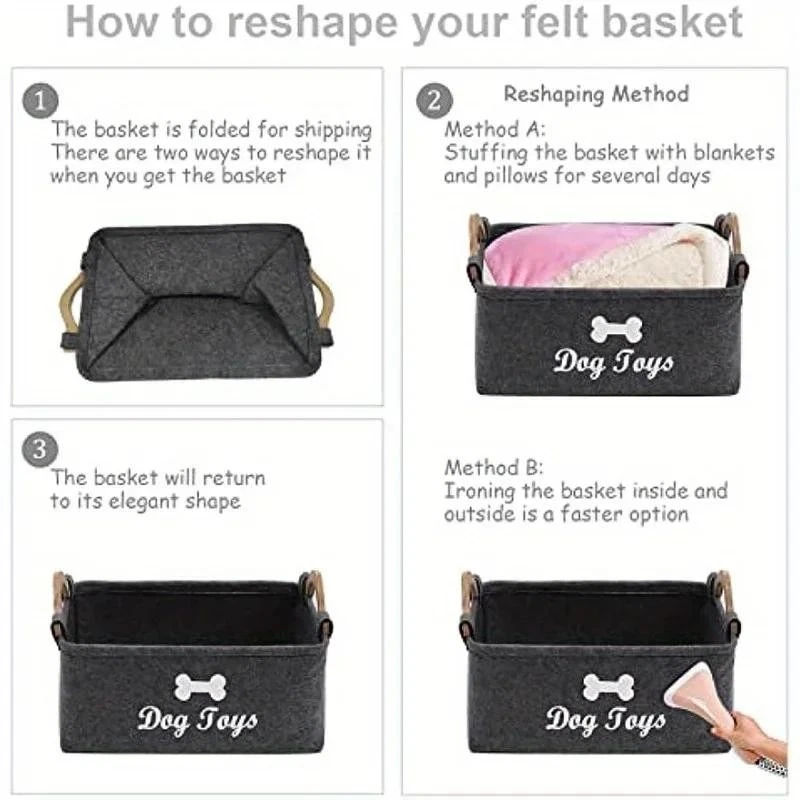 Pet Toy Storage Box for Dogs and Cats Felt Basket Organizer for Home Use - Image 4 of 4