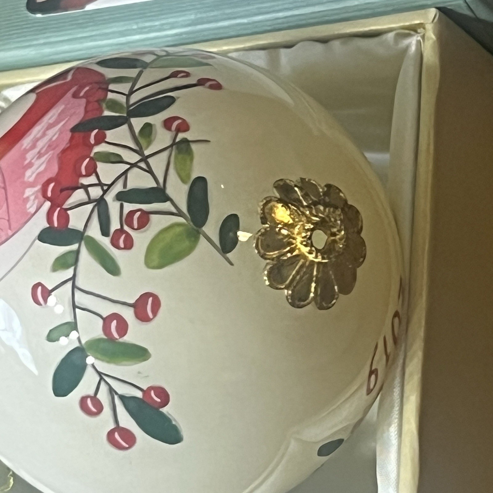 "Li  Bien " PIER 1 Art Hand-Painted Glass Christmas Ornaments Set of 3 w/boxes