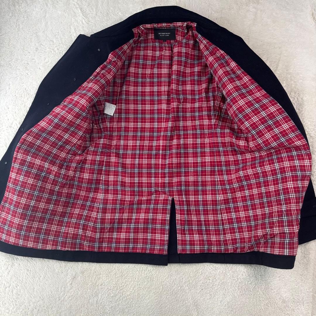BURBERRY BLACK LABEL Peacoat Size L Navy Check From Japan thumbnail 21