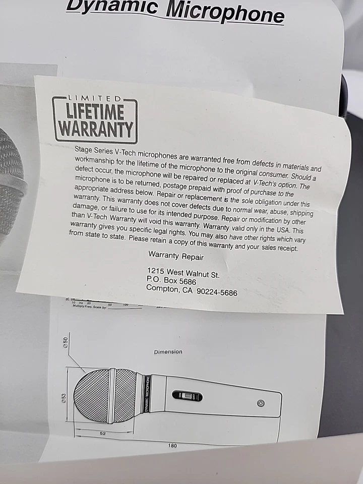 Микрофон динамический V-Tech VT-1030 однонаправленный - Изображение 3 из 4