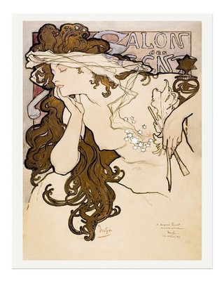 Elegantes Jugendstil Poster Wandbild von Alphonse Mucha Premium Qualität