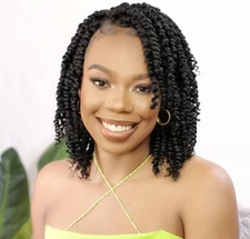 8 Packs 6-Inch Pre-Twisted Passion Twist Crochet Hair Extensions- 1B