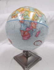 Replogle 12" Diameter Globe World Classic Series Nickel Tone Square Metal Base