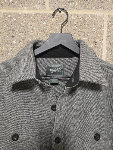 Woolrich Wool Double Cape Stag Shirt Jacket Mens M Grey Cruiser Mackinaw Coat image 6
