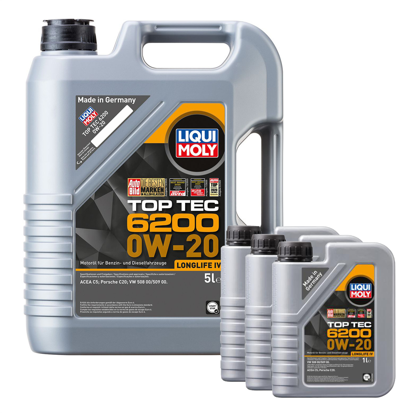 Liqui Moly TOP TEC 6200 0W-20 Fully Synthetic Engine Oil ACEA C5 Vw 508/509 8L