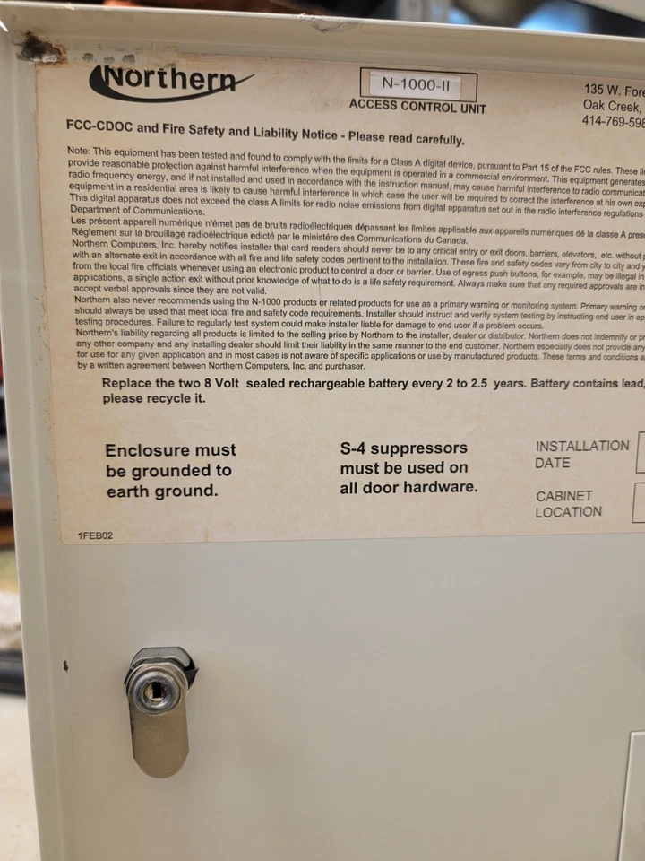 Honeywell N-1000-II Northern Computers Access Control Panel - Image 2 of 4
