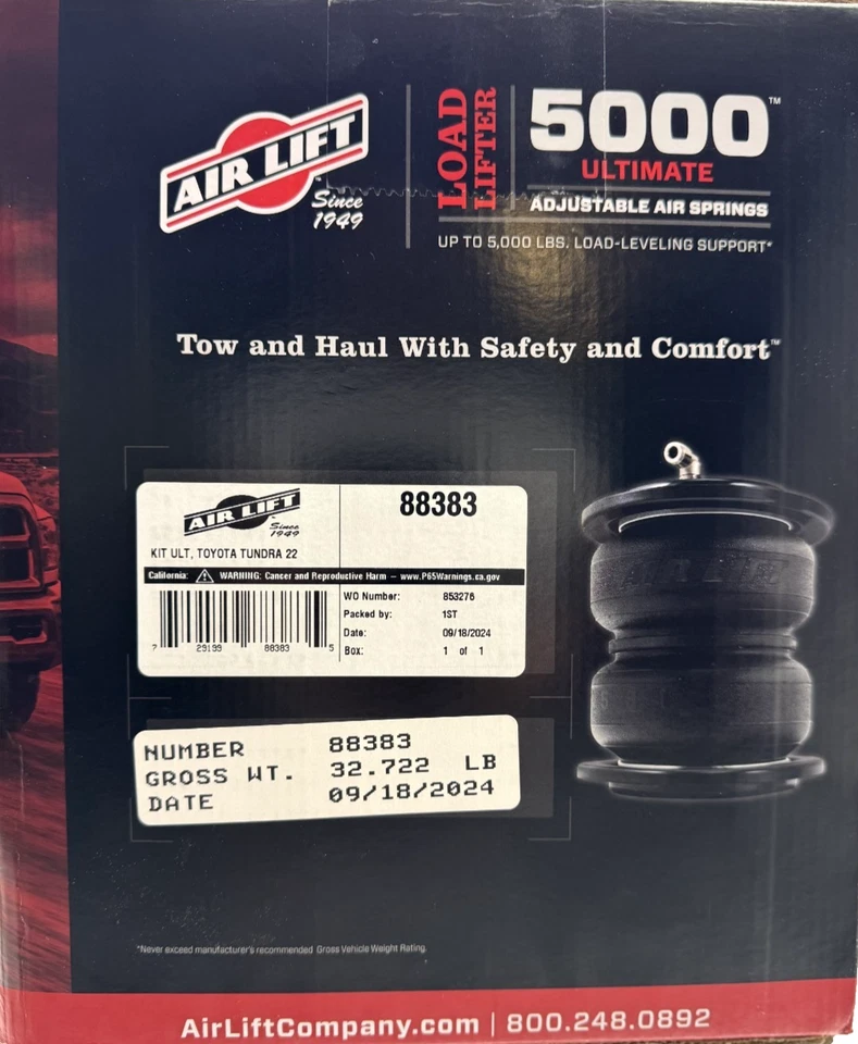 Elevador neumático 88383 LoadLifter 5000 para Toyota Tundra 22-25 - Kit de resorte neumático trasero Foto 2 de 4