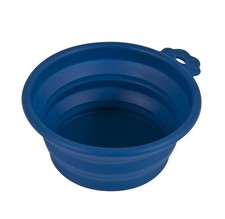 Doskocil 23369 Silicone Round 3-Cup Travel Bowl for Pets, Navy Blue 3 CUP