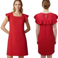 ANTHROPOLOGIE x HD in PARIS Red Ruffle Trim Cocktail Dress - Size M