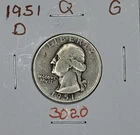 1951-D Good Washington Quarter, Item 3020