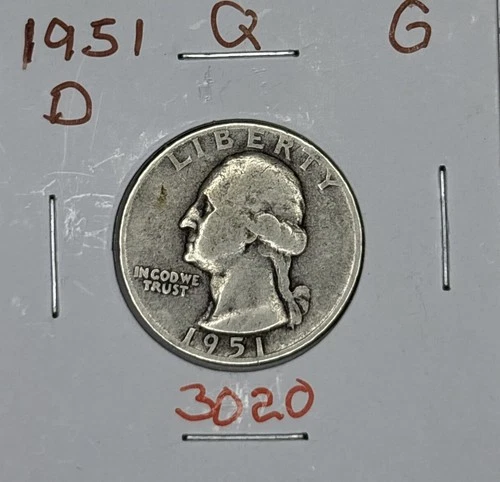 1951-D Good Washington Quarter, Item 3020