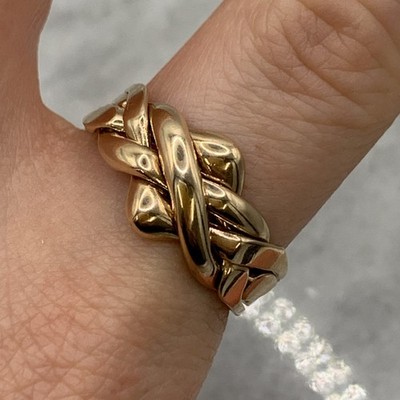 Four Piece Puzzle Ring 9ct 375 Rose Gold Size U UK